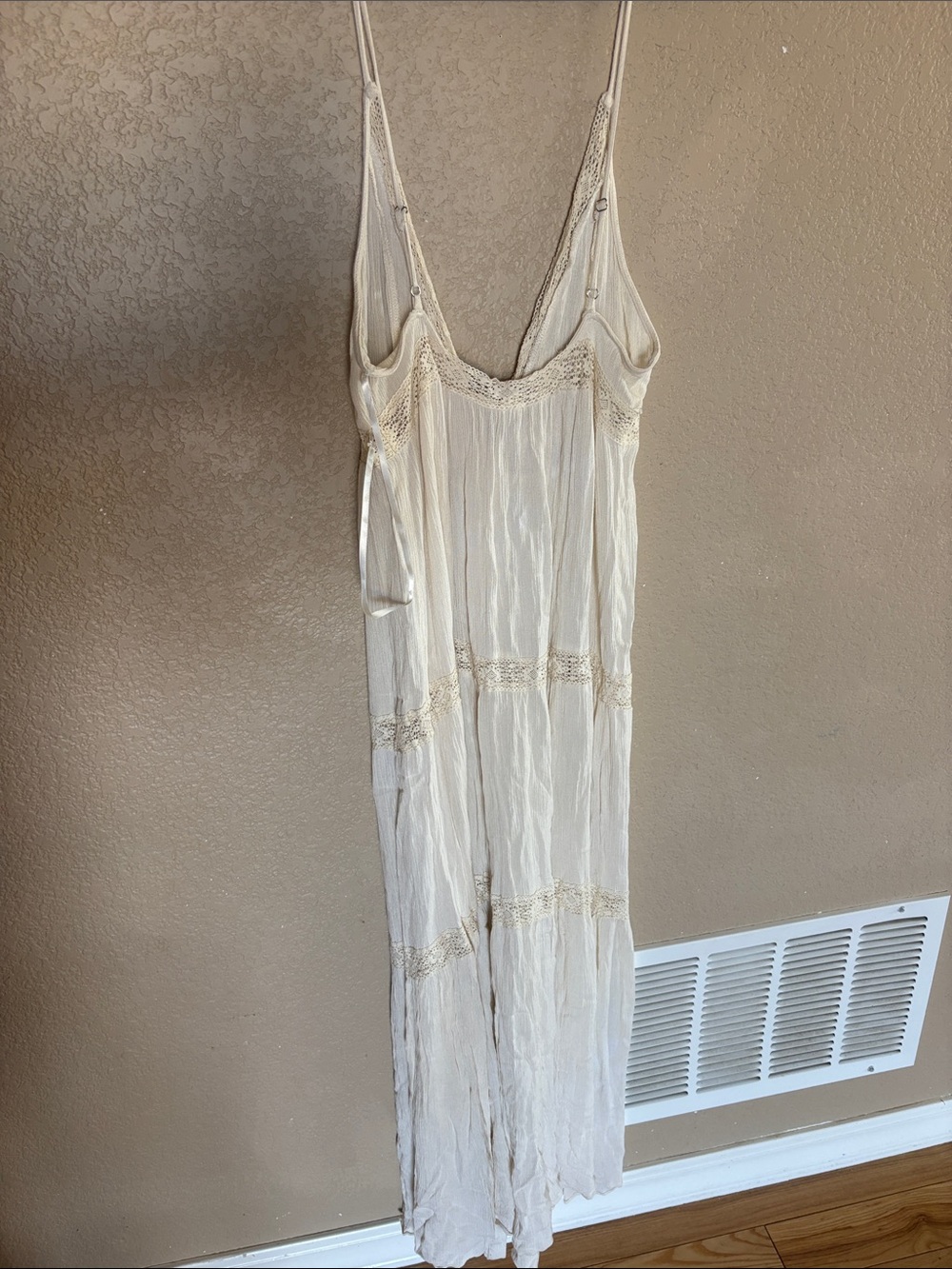 Promesa Cream Maxi Slip Dress with Lace Trim - Picture 4 of 4